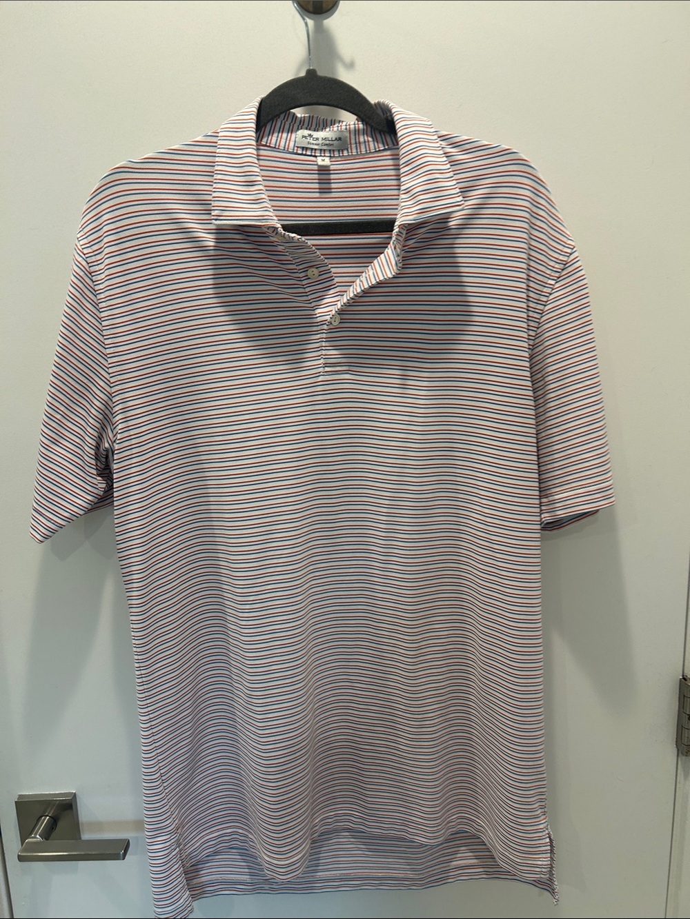 Peter Millar summer comfort M Men's orange/red and blue Striped Polo